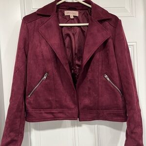 Philosophy Maroon Faux Leather Jacket